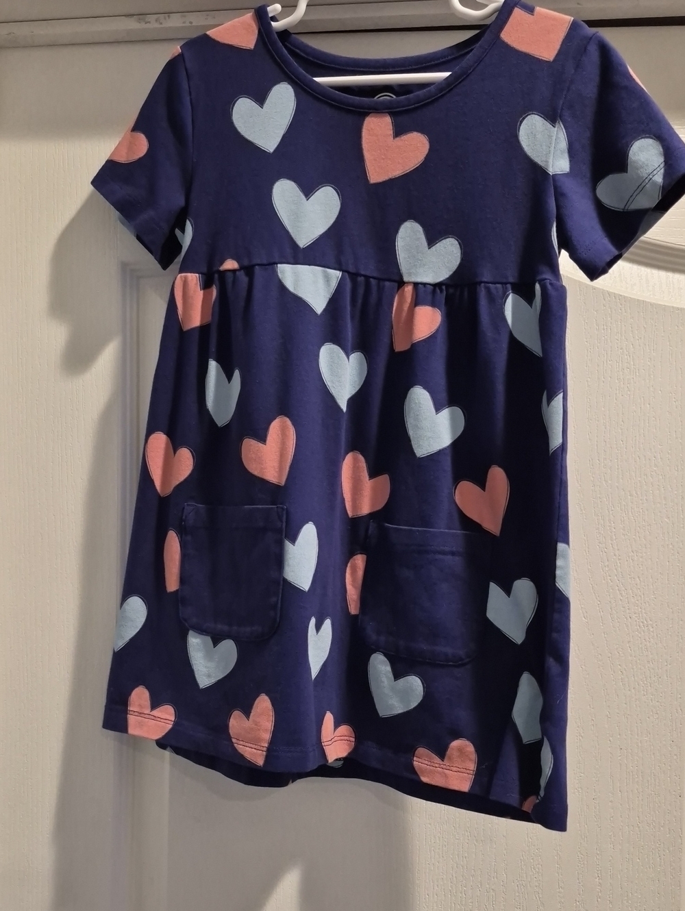 wonder nation Navy Heart Pocket Dress - Pink & Light Blue